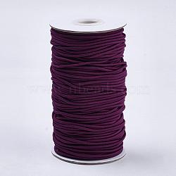 Round Elastic Cord, with Fibre Outside and Rubber Inside, Purple, 2mm, about 76.55 yards(70m)/roll(EC-R032-2mm-10)