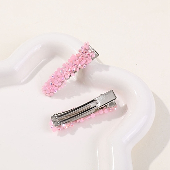 Acrylic Allogator Hair Clips, Pearl Pink, 50x12mm