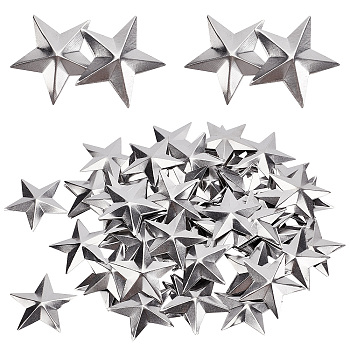 Iron Display Decorations, Metal Star Ornament, Platinum, 37.5x39.5x3mm