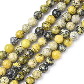 Natural Yellow Turquoise(Jasper) Beads Strands, Round, 8mm