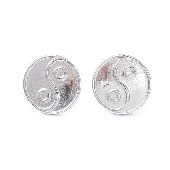 304 Stainless Steel Stud Earring for Women, Yin Yang, Stainless Steel Color, 16mm, Pin: 0.8mm