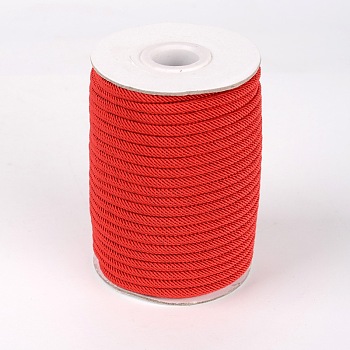 Round Polyester Cords, Red, 4mm, about 21.87 yards(20m)/roll