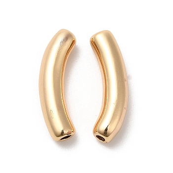 Brass Tube Beads, Curved Tube, Real 18K Gold Plated, 18x4.3x5.8mm, Hole: 1.5mm