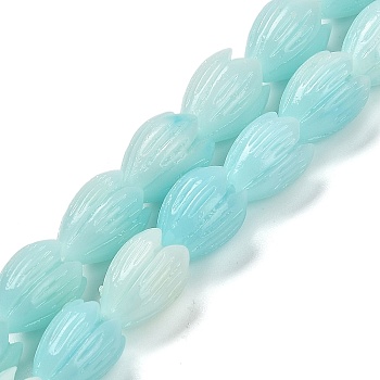 Synthetic Shell Dyed Carved Beads Strands, Flower, Light Sky Blue, 10.5x7.5mm, Hole: 1.4mm, about 35pcs/strand, 13.78''(35cm)