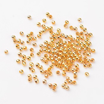 Iron Spacer Beads, Cadmium Free & Lead Free, Round, Golden, about 2mm in diameter, 2mm wide, hole: 1mm
