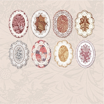 40Pcs 8 Styles Lace Scrapbook Paper, for DIY Album Scrapbook, Background Paper, Diary Decoration, Oval Pattern, 125x85mm, 5pcs/style