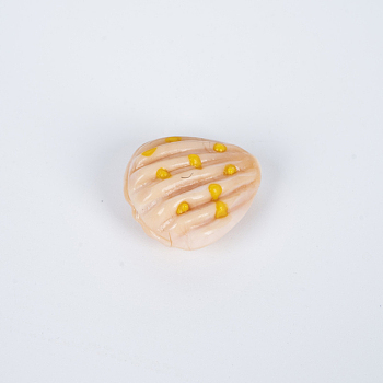 Handmade Lampwork Beads, Enamel Style, Shell Shape with Polka Dot, Navajo White, 17.5~19.5x16.5~18.5x9.5mm, Hole: 1.6mm