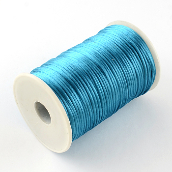 Polyester Cords, Dodger Blue, 2mm, about 98.42 yards(90m)/roll