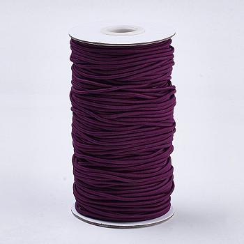 Round Elastic Cord, with Fibre Outside and Rubber Inside, Purple, 2mm, about 76.55 yards(70m)/roll