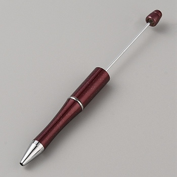 Plastic with Gold Powder Ball-Point Pen, Beadable Pen, for DIY Personalized Pen with Jewelry Bead, Coconut Brown, 144x12mm