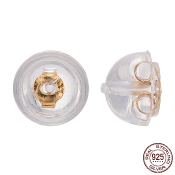 925 Sterling Silver Ear Nuts, Golden, 5x4mm, Hole: 0.6mm