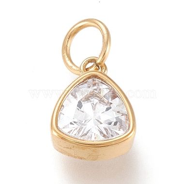 Golden Clear Triangle Stainless Steel+Cubic Zirconia Charms