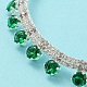 Green Cubic Zirconia Diamond Charm Bracelet with Rack Plating Brass Link Chains(BJEW-Q771-03S)-3