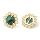 Natural Malachite Hexagon Stud Earrings with Plastic Pearl Beaded(EJEW-E287-01G-01)-1