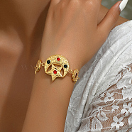 Vintage Moon & Star Real 18K Gold Plated Brass Rhinestone Link Bracelets for Women(WC0609)