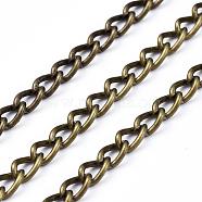Iron Twisted Chains Curb Chains, Unwelded, Lead Free and Nickel Free, Antique Bronze, Link:3x5mm, 0.8mm thick(X-CHS003Y-AB)