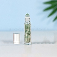 Natural Green Aventurine Roller Ball Bottles, with Plastic Cover, SPA Aromatherapy Essemtial Oil Empty Glass Bottle, 2x8.5cm, Capacity: 10ml(0.34fl. oz)(BOTT-PW0011-70B-03)