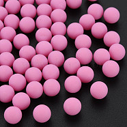 Opaque Acrylic Beads, Frosted, No Hole, Round, Hot Pink, 6mm, about 3900pcs/500g(PAB702Y-B01-03)