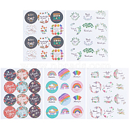 50 Sheets 5 Styles Thank You/Birthday Theme Round Paper Stickers, Self-Adhesive Decals, for Envelope, Mixed Color, 116x91x0.2mm, Stickers: 25mm, 12pcs/sheet, 10 sheets/style(DIY-CP0009-50)