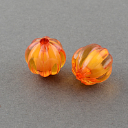 Autumn Theme Transparent Acrylic Beads, Bead in Bead, Round, Pumpkin, Orange Red, 12mm, Hole: 2mm, about 630pcs/500g(TACR-S089-12mm-11)