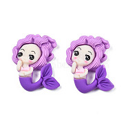 Opaque Resin Cabochons, Mermaid, Violet, 31x24x7mm(CRES-S308-097E)