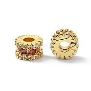 Brass Rhinestone Beads, Column, Real 18K Gold Plated, 8x5mm, Hole: 3mm(KK-P232-20G)