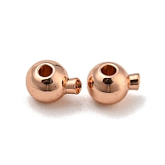Brass Crimp Beads, Long-Lasting Plated, Round, Rose Gold, 5x3.5x3.5mm, Hole: 0.9mm(KK-Z030-16A-RG)