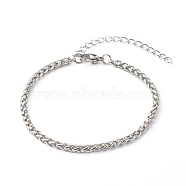 304 Stainless Steel Wheat Chain Bracelet, Stainless Steel Color, 7-1/2 inch(19cm)(BJEW-JB06520)