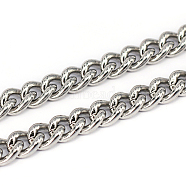 201 Stainless Steel Cuban Link Chains, Curb Chains, Unwelded, Stainless Steel Color, 9x7x2mm(CHS-L001-51-2mm)