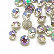 Pointed Back Glass Rhinestone Cabochons, Back Plated, Faceted, Diamond, Ghost Light, 5x4mm(RGLA-T110-5mm-001GL)