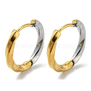 Two Tone 304 Stainless Steel Hoop Earrings for Women, Golden & Stainless Steel Color, 17x2.5mm(EJEW-Q790-01A)