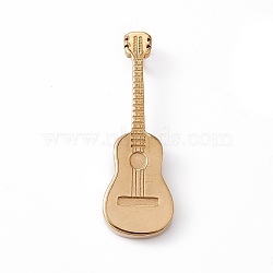 Vacuum Plating 304 Stainless Steel Big Pendants, Guitar Charms, Golden, 61x19.5x5mm, Hole: 4.5x7mm(STAS-G285-14G)