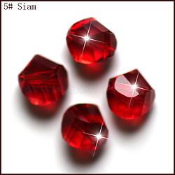 K9 Glass, Imitation Austrian Crystal Beads, Grade AAA, Faceted, Polygon, Dark Red, 8mm, Hole: 0.9~1mm(SWAR-F085-8mm-05)