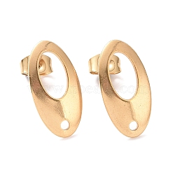 304 Stainless Steel Stud Earring Findings, with Loop, Curved, Oval, Golden, 18x9.50x1.30mm,Hole:1.50mm(STAS-Q231-07G-1)