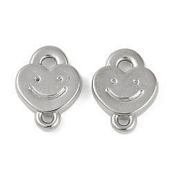 CCB Plastic Connector Charms, Smiling Face Heart Links, Platinum, 16x12x3mm, Hole: 1.2~1.6mm(CCB-G020-24C-P)