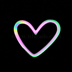 201 Stainless Steel Linking Rings, Laser Cut, Asymmetrical Heart, Rainbow Color, 10.5x13x1mm(STAS-R111-LA681)