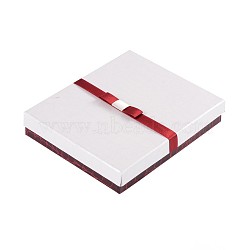 Rectangle Jewelry Set Cardbord Boxes, with Sponge and Ribbon, White, 16x13x3cm(CBOX-N007-01A)