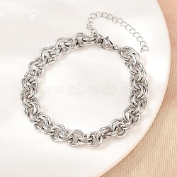 304 Stainless Steel Double Link Chain Bracelets for Women, Stainless Steel Color, 6.57 inch(16.7cm)(SA-H001-23P)