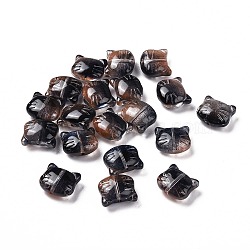 Glass Beads, for Jewelry Making, Cat, Black, 12.5x14x6.5mm, Hole: 1mm(X-GLAA-G079-02B)