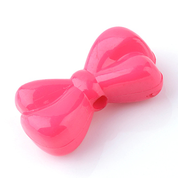 Opaque Acrylic Beads, Bowknot, Deep Pink, 10x18x6.5mm, Hole: 2mm, about 600pcs/500g