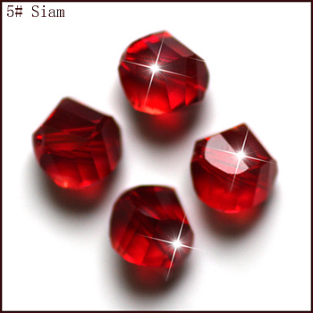 K9 Glass, Imitation Austrian Crystal Beads, Grade AAA, Faceted, Polygon, Dark Red, 8mm, Hole: 0.9~1mm