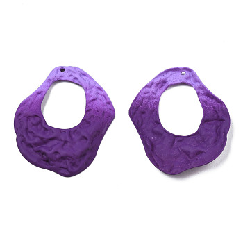 Spray Painted Iron Pendants, Nuggets, Purple, 45.5x37.5x4.5mm, Hole: 1.5mm