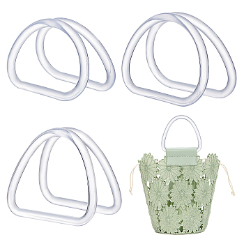Elite 6Pcs 3 Style Plastic Handbag Handle, for Purse Making, D Shape & Triangular Shape, Clear, 8.9~10.3x10.9~14.25x1cm, Inner Diameter: 6.85~8.3x8.9~12.1cm, 2pcs/style