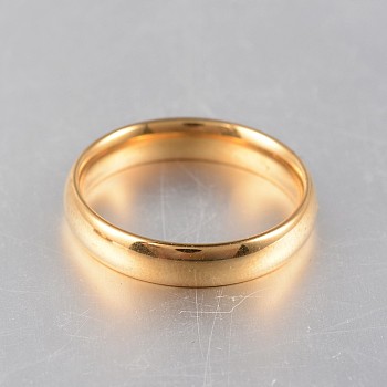 316 Stainless Steel Finger Rings, Golden, Size 12, Inner Diameter: 21.02mm