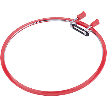 Iron Embroidery Hoops, Embroidery Frames, with Plastic Findings, Crimson, 225x215x22.5mm, Inner Diameter: 200mm