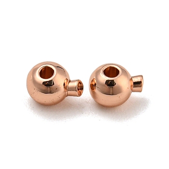 Brass Crimp Beads, Long-Lasting Plated, Round, Rose Gold, 5x3.5x3.5mm, Hole: 0.9mm