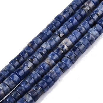 Natural Sodalite Beads Strands, Heishi Beads, Flat Round/Disc, 6x3mm, Hole: 1mm, about 120pcs/strand, 15.35 inch(39cm)