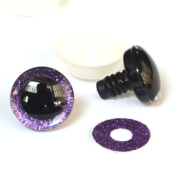 Plastic Safety Craft Eye, with Spacer, PU Sequins Ring, for DIY Doll Toys Puppet Plush Animal Making, Medium Purple, 12mm