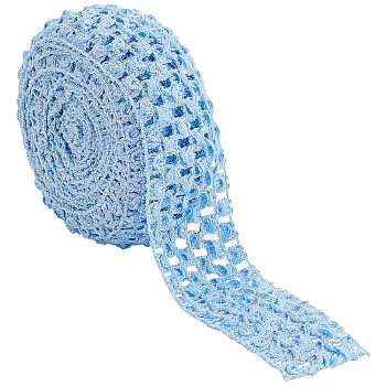 Polyester Elastic Ribbon, for Hair Band Making, Cornflower Blue, 40mm, about 5.47 Yards(5m)/Roll