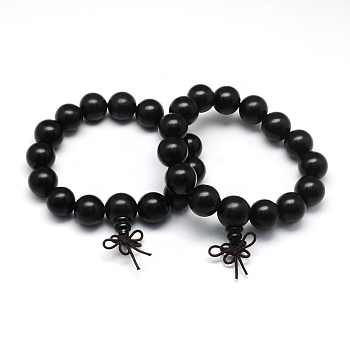 Ebony Wood Stretch Bracelets, Black, 55~60mm